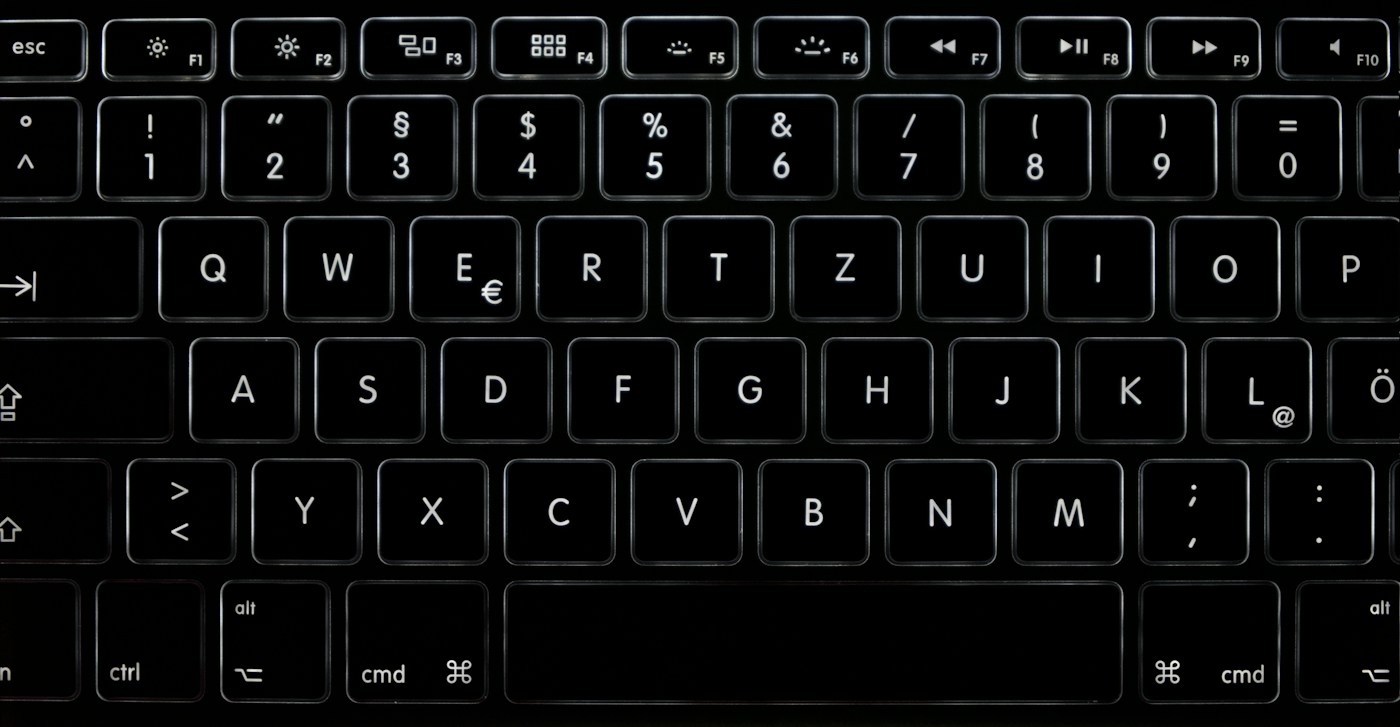A close view of a black laptop keyboard